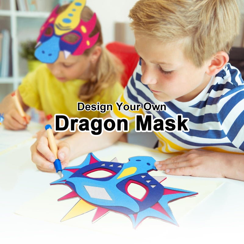 iROLEWIN 12 Pack Felt Dragon-Masks for Kids Party-Favors Toys Dinosaur Dress-Up-Costumes Boys Girls Christmas Birthday Gifts - Image 3